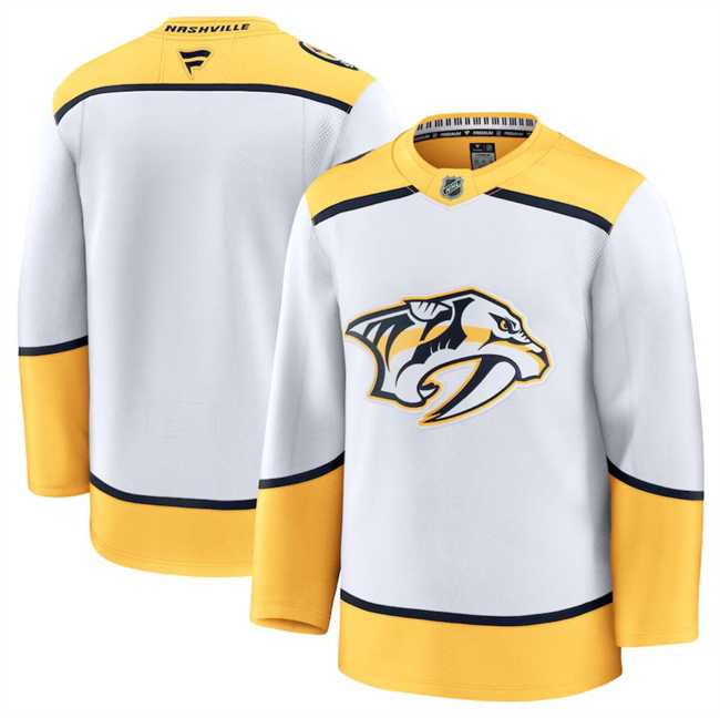 Mens Nashville Predators Blank White 2024-25 Away Stitched Hockey Jersey Dzhi